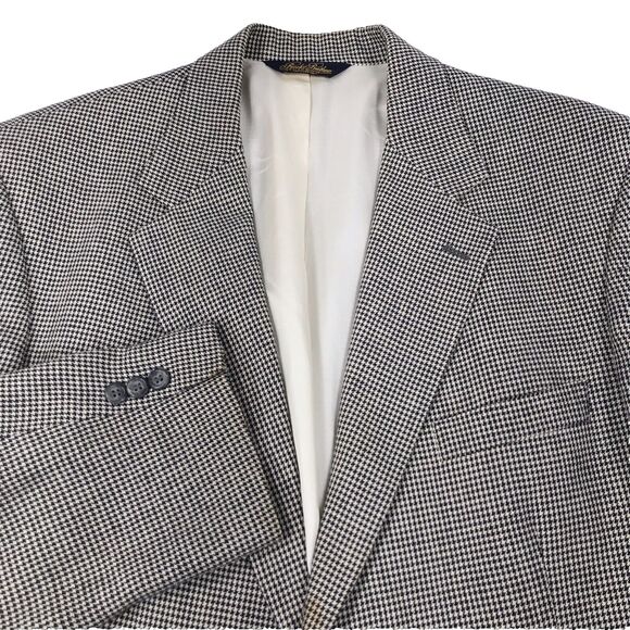 Brooks Brothers Vtg Sport Coat Wool Houndstooth Gray Black 42 44 USA Preppy Y2K - Picture 1 of 16
